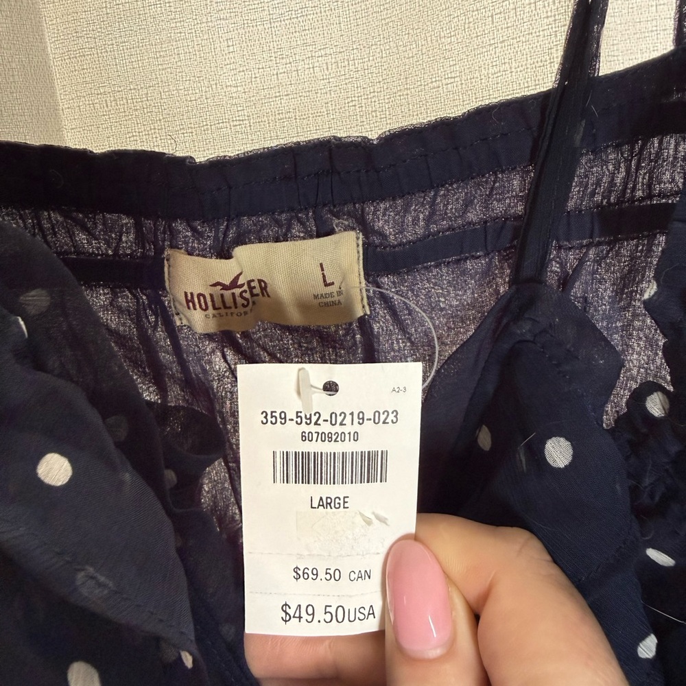 Vintage Hollister Mini Dress Navy with White Dots - Picture 4 of 5